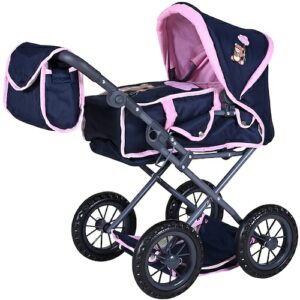 Knorrtoys® Kombi-Puppenwagen »Ruby - Navy Pink Baer«